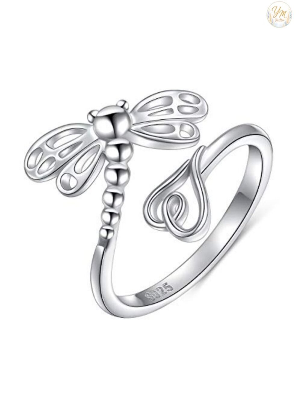 925 Sterling Silver Dragonfly Wing Wrap Ring Resizable Women's Statement Jewelry